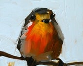 little robin on branch open edition print 5 x 5 inch by angela moulton
