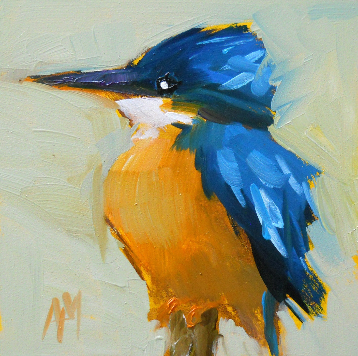blue kingfisher original painting by moulton by prattcreekart
