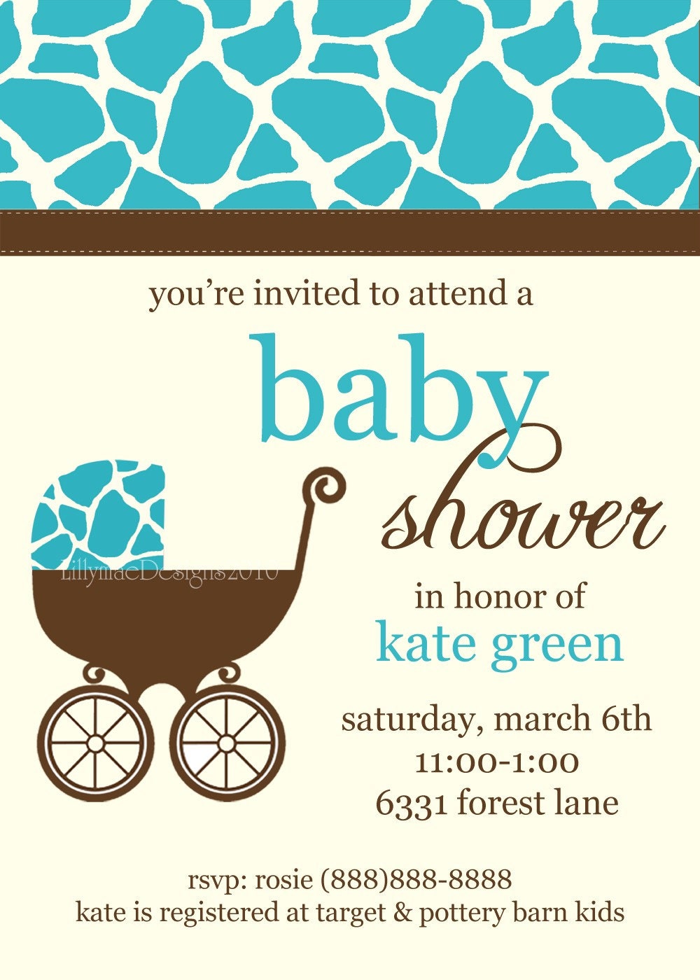 Animal Print Baby Shower Invitation - Digital File