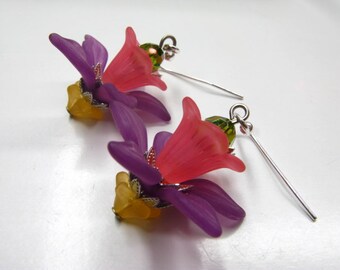 Large Triple Lucite Flower Earring