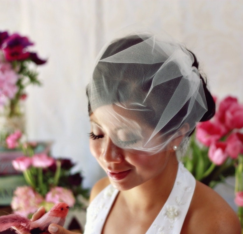 Illusion Tulle Blusher Birdcage Veil (11 inch)