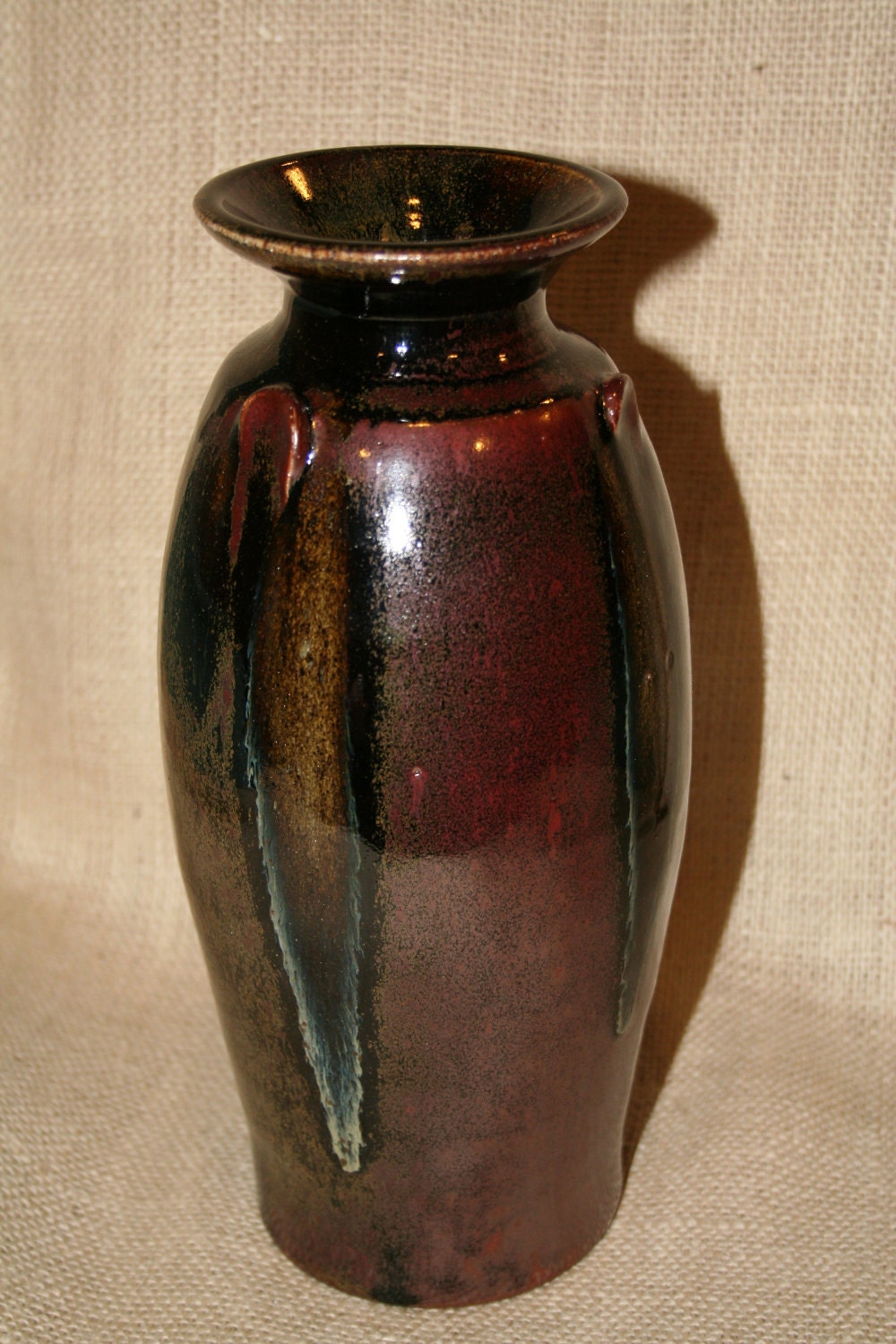 Wood Fired Vase with Glass