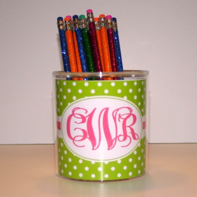 Personalized Acrylic Desktop Pencil Cup by monogrammarketplace
