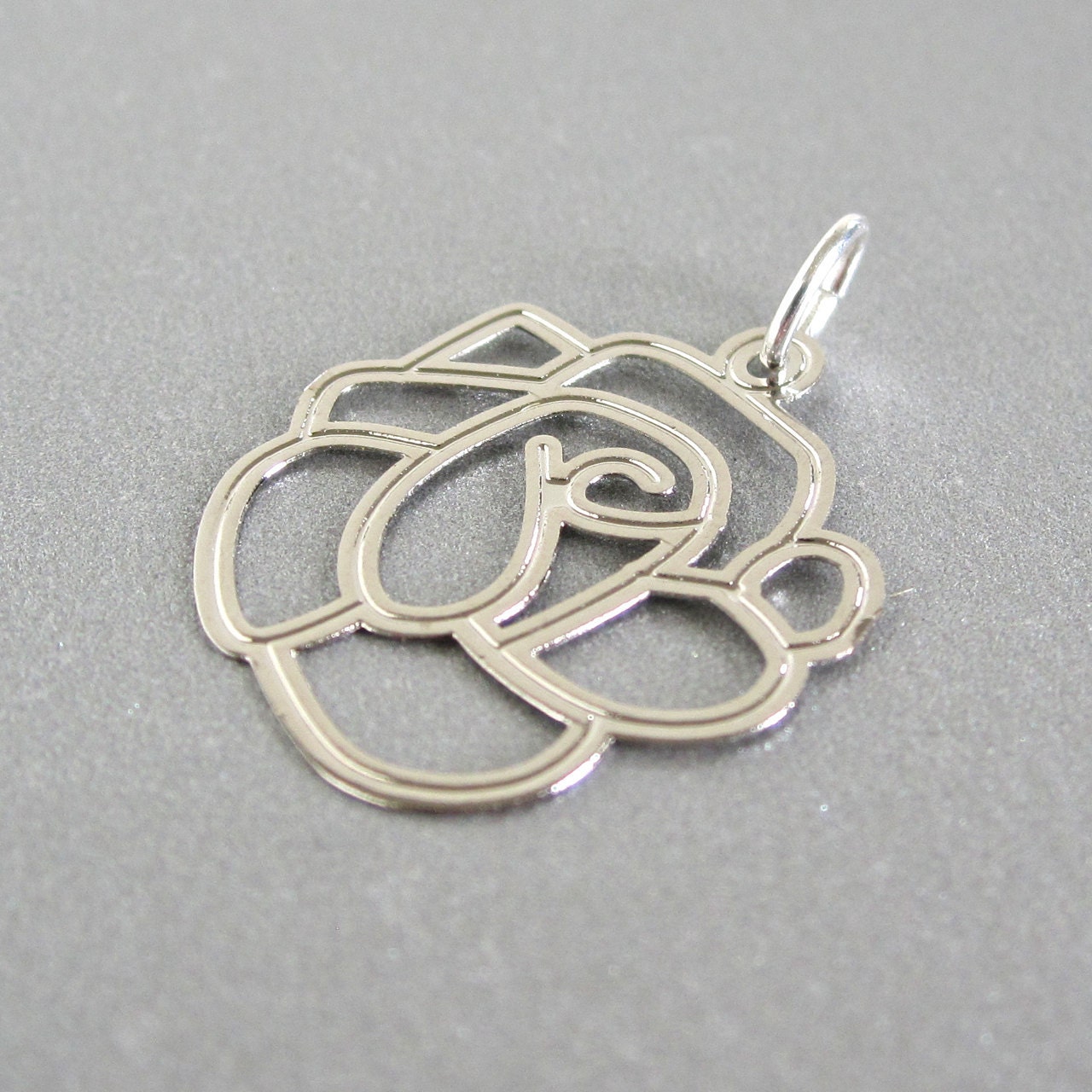 Silver plated lazer cut rose charm