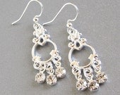 Small bridal rhinestone chandelier earrings