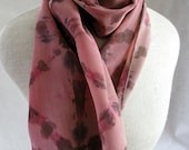Shibori Crepe de Chine Silk Scarf (Rose,Burgundy,Brown)