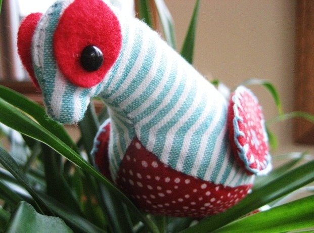 Small Plush Bird, Handmade Decor - Ms. Robin Redbellie