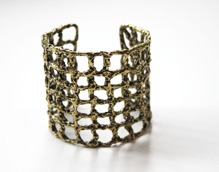 Metal Crochet Cuff  - A  Collaborative Art Piece by Cheryl Cambras and Tiny Armour