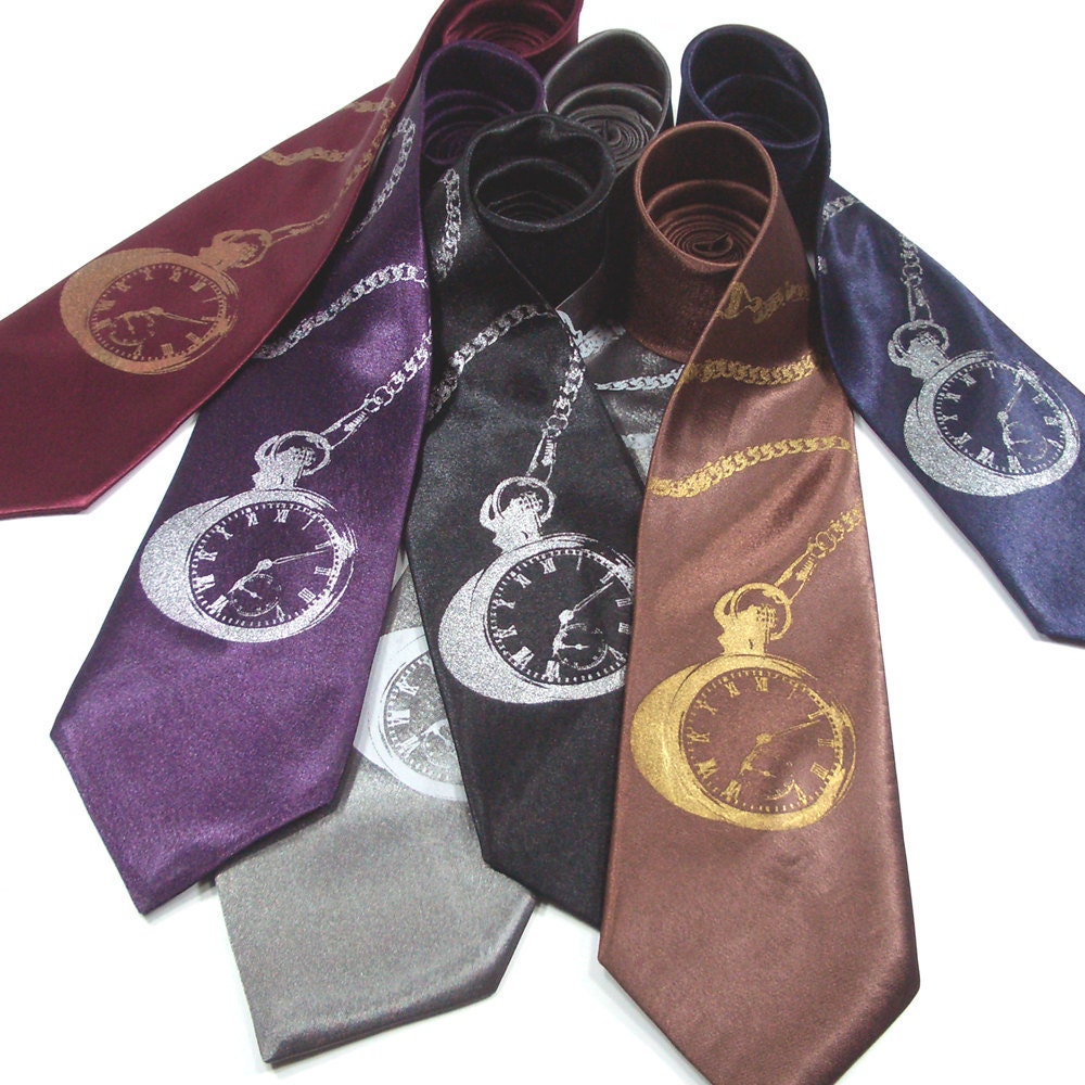 Mens Necktie - Time Traveller - Silk necktie in six tie color choices