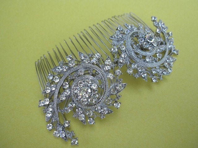 Large crystal bridal hair comb, wedding hair accessories, bridal hair comb rhinestone, wedding brooch combs