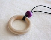 Natural Wooden Nursing Necklace - Purple