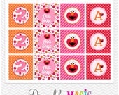Printable DIY Party Circles and Cupcake Wrappers- Girly Elmo Pink Orange and Red Design Il_170x135