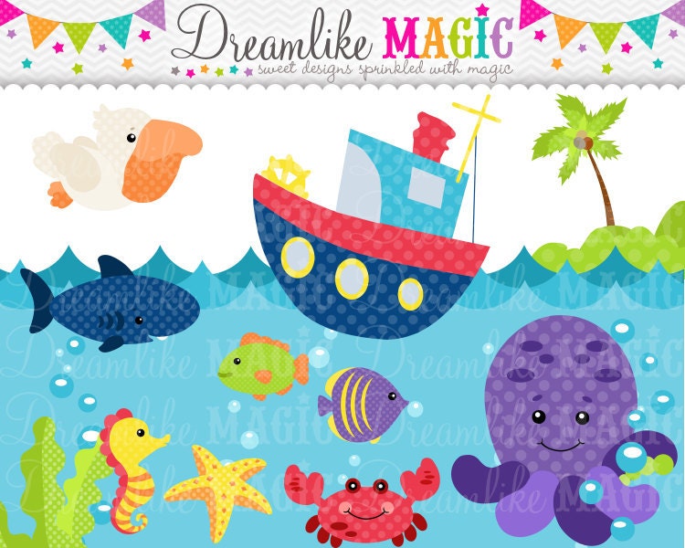 Sealife Sweeties- Clipart for Personal or Commercial Use Il_170x135