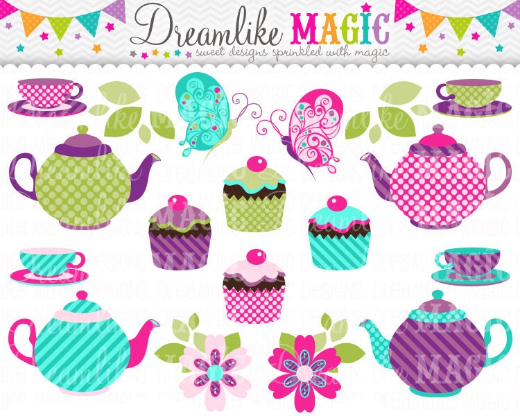 Lil Sweet Tea Party Collection- Clipart for Personal or Commercial Use Il_570xn