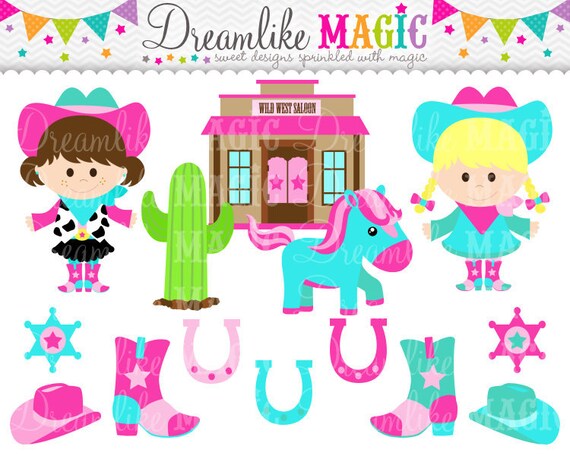 Sweet Cowgirls- Clipart for Personal or Commercial Use Il_570xn