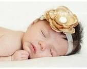 Baby Headband - Baby Flower Headband - Flower Girl Headband - Newborn Headband - Baby Beige Flower Headband