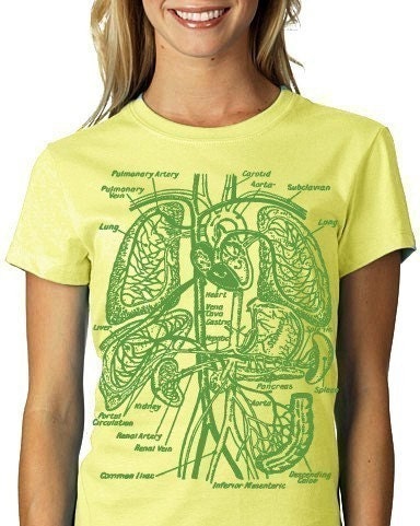 Organs Tshirt Anatomy Science Graphic Tee WOMENS Shirt