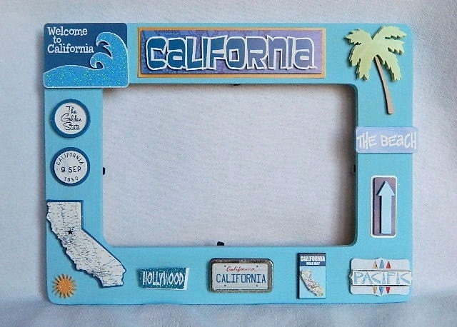 California Picture Photo Frame palm tree ocean blue 4x6