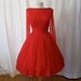 Dazzling 1950's red chiffon party dress with wings new look cocktail dress bombshell chic rockabilly swing dance size Medium