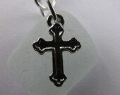 Cross Beach Glass Sea Foam Charm - Sea Glass