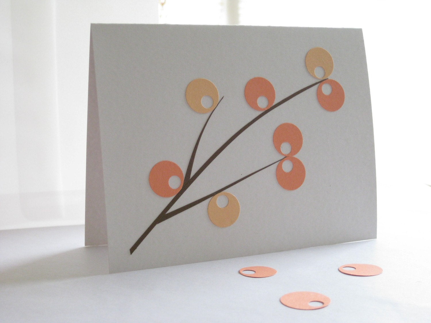 Modern Greeting Card - Cherry Blossom - Minimalist - Handmade - Unique - A Smile of Spring