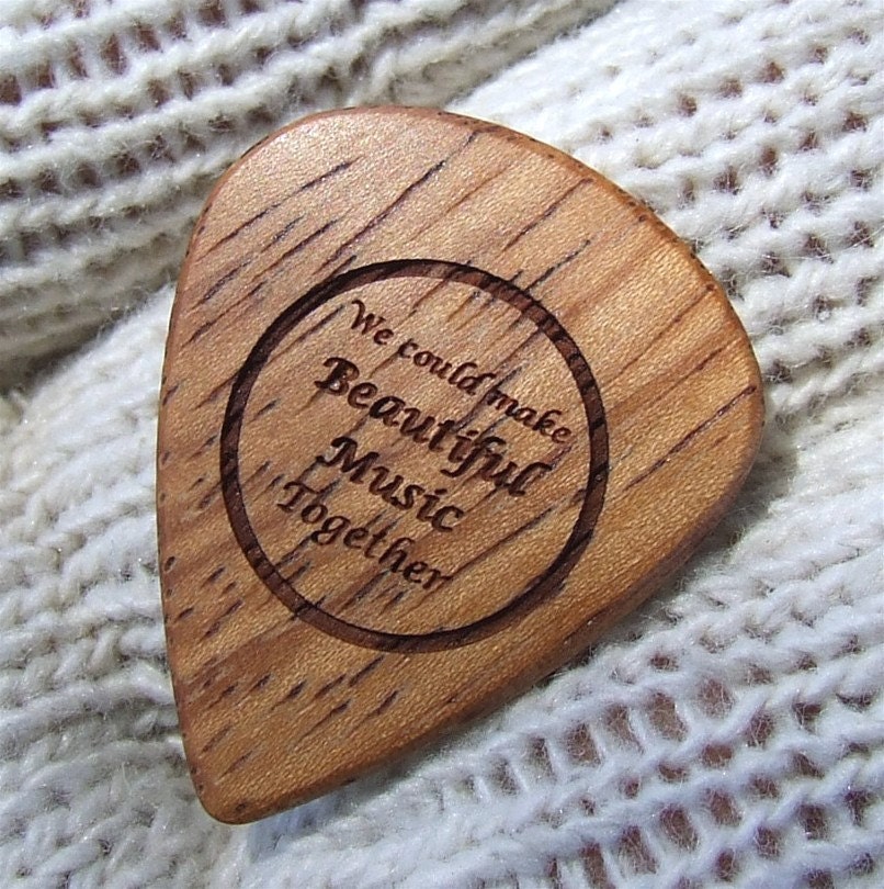 Wood Guitar Pick - Handmade Laser Engraved Premium Exotic Wood Guitar Pick - Doussie