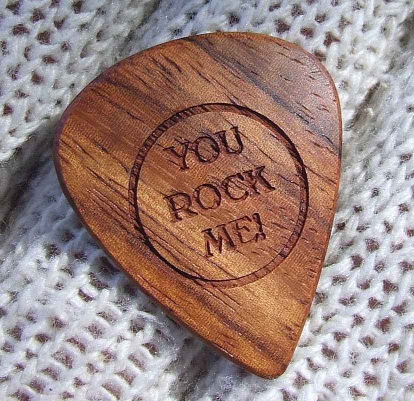 Wood Guitar Pick - Handmade Laser Engraved Premium Exotic Wood Guitar Pick - Amazon Rosewood