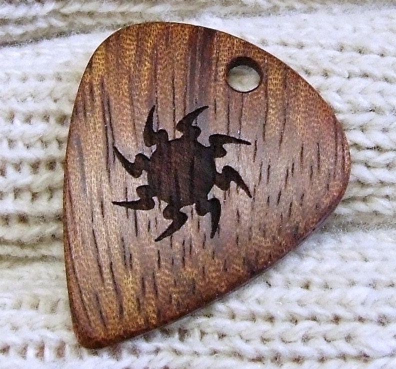 Custom Wood Guitar Pick - Handmade Exotic African Bubinga Premium Guitar Pick