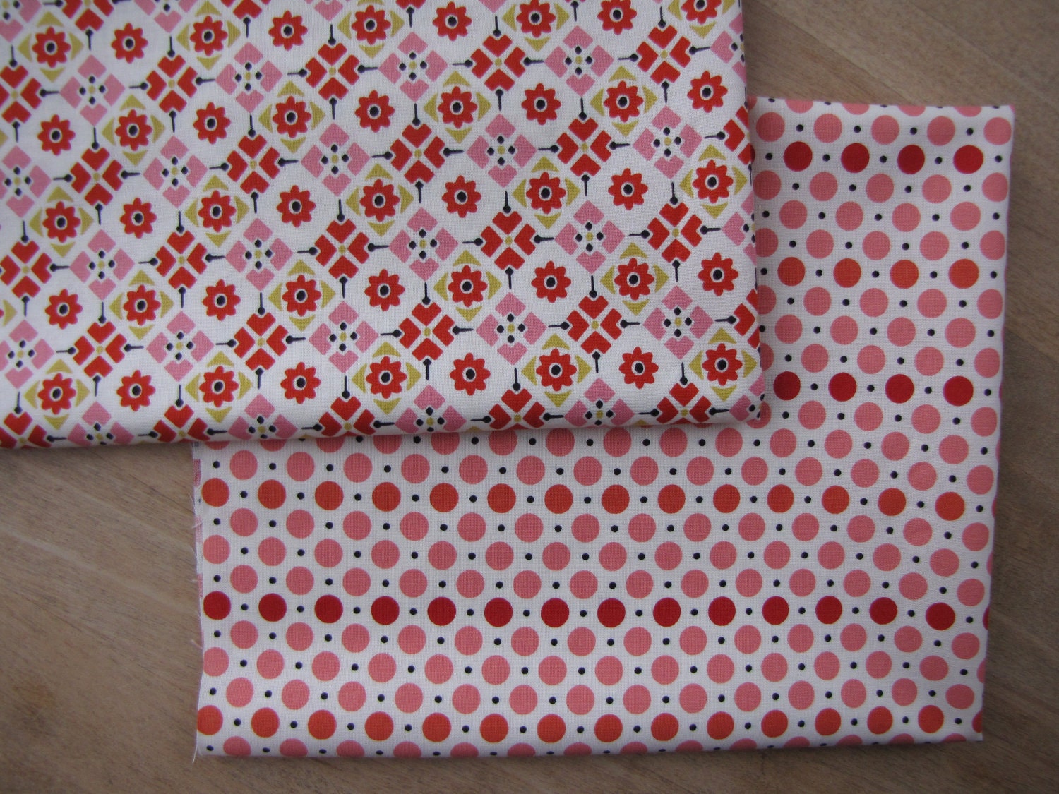 Denyse Schmidt for DS Quilts, Pink/Red Dots, Pink/Red Tiles, FQ Set