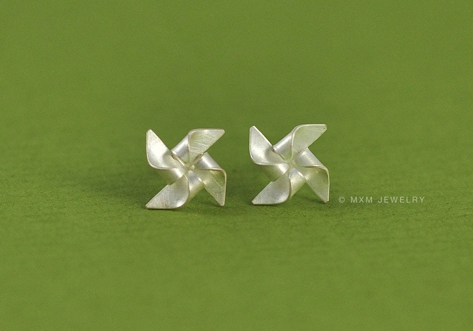 Tiny Pinwheel (windmill) Earrings 0.25 inches