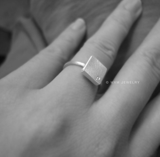 Square Block Ring with 1Letter/Number