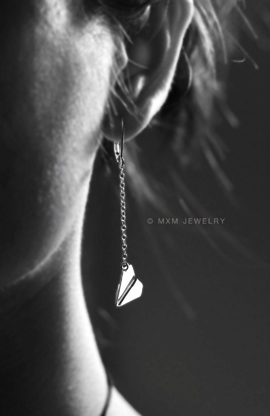 Super Tiny Paper Airplane Earrings