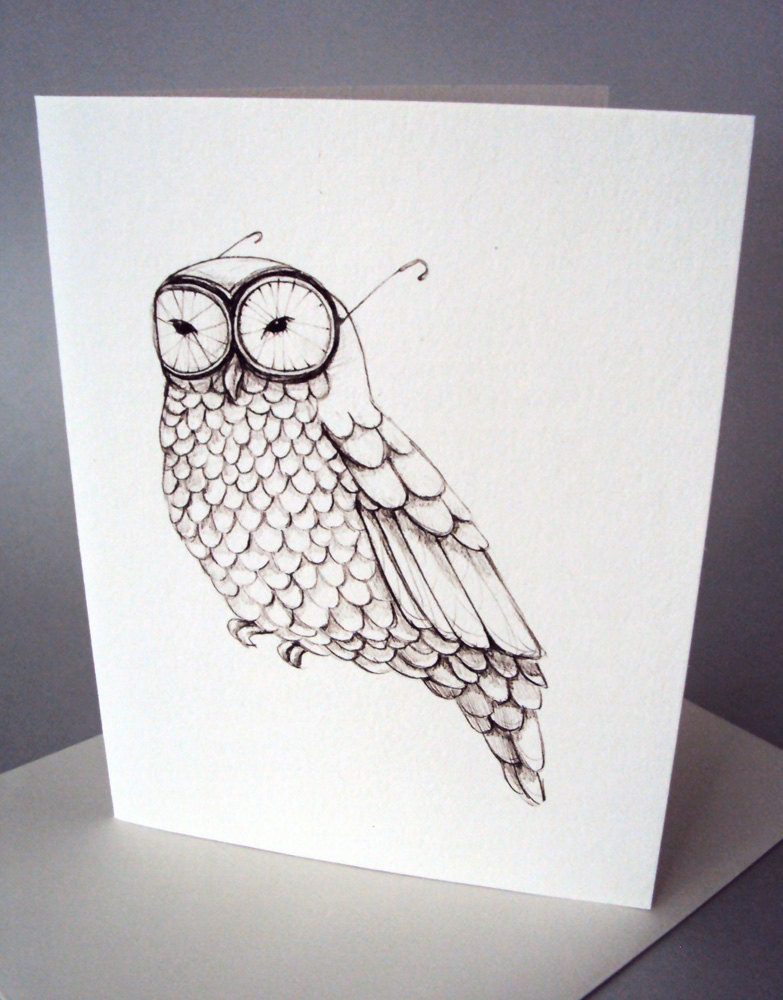 Blank Card, Owl, x4
