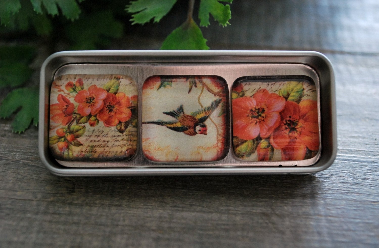 Glass Magnet Trio - Coral Rose