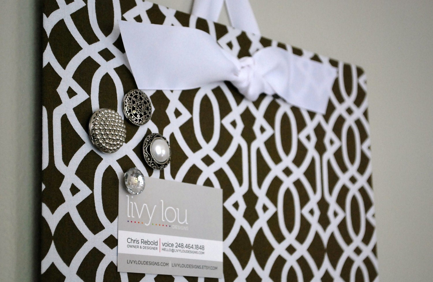 Fabric Magnet Board (12"x18") -Taupe Trellis
