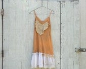 Funky Slip Dress / Eco Vintage Dress / Tattered Artsy Slip Dress