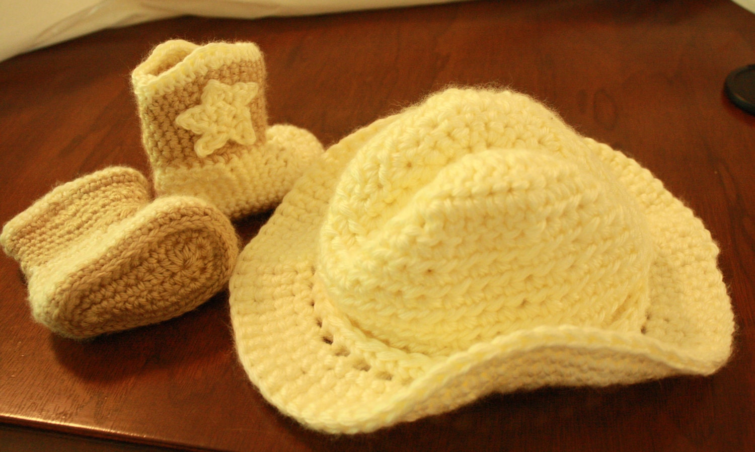 Baby cowboy hat and boot set, photo prop