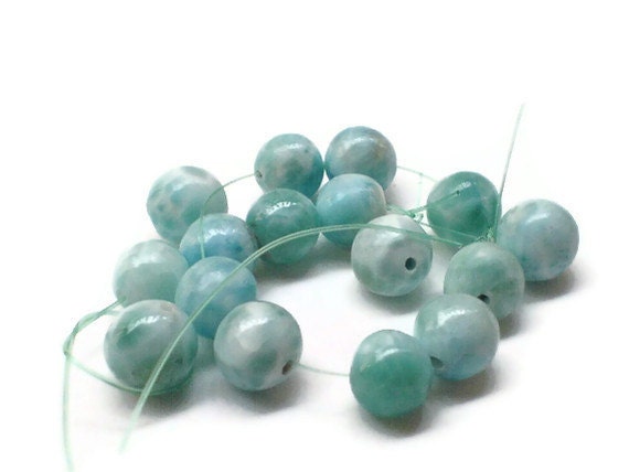 6 Larimar beads round 10 mm 11 mm