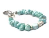 Larimar  Bracelet 7 1/2 inches length Ice Blue