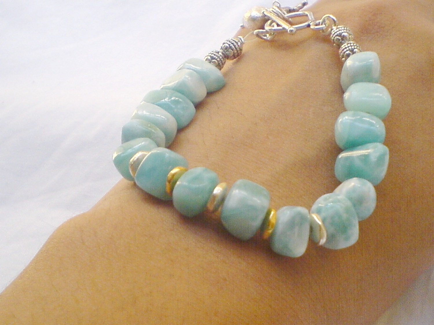 Larimar bracelet 8 inches length