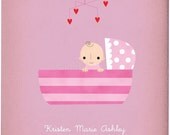 Pink Baby Girl 8x10 Print - Customized Name / Date