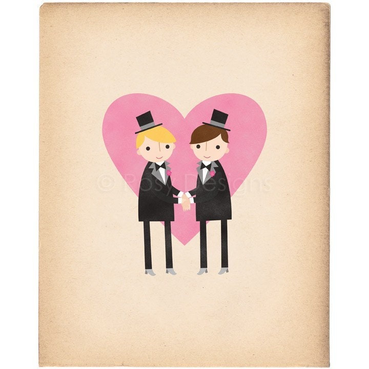 Groom and Groom Gay Wedding - 8 x 10 Archival Print