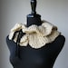 Golden Beige Color Handknitted Scarf Collar Necklet Scarflette with Black Cord