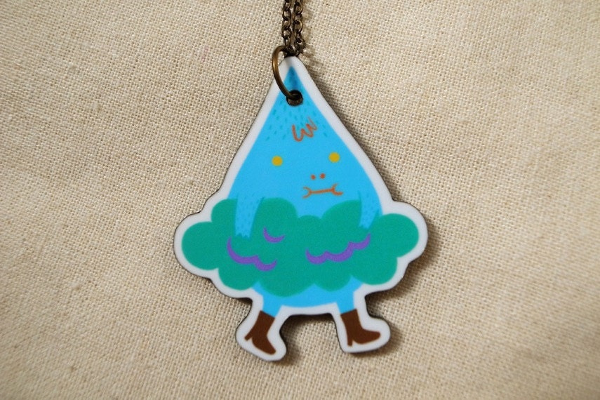 Raindrop Man - Acrylic Charm Necklace