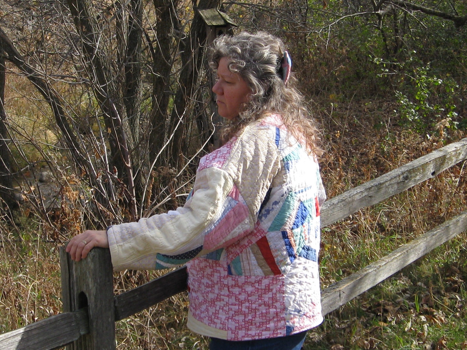 Quilt Pullover Jacket Coat Hand Made Clothing OOAK Farmhouse Rustic Country Vintage Rainbow Colors Cotton