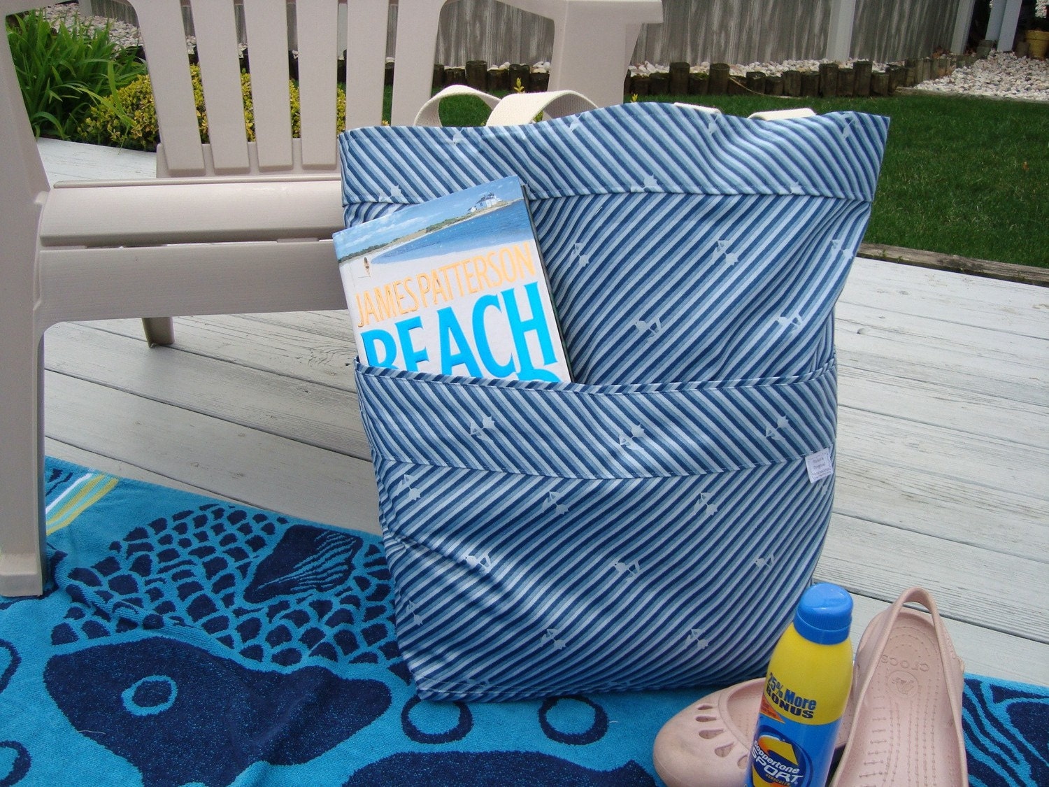 Large Beach Bag, Water Resistant Large Tote, Family Size Tote