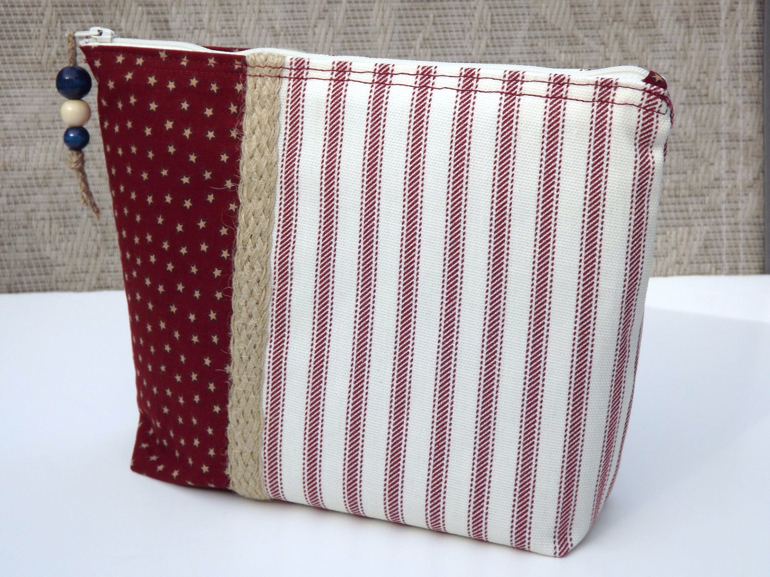 Large Makeup Bag, Travel Bag, Oversized Makeup Bag, Clutch Bag, Stars and Stripes