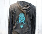 Hoodies - Owl Hoodie - Alternative Apparel - Unisex - Eco-Heather Black - In Small, Medium, Large, Extra Large, 2X