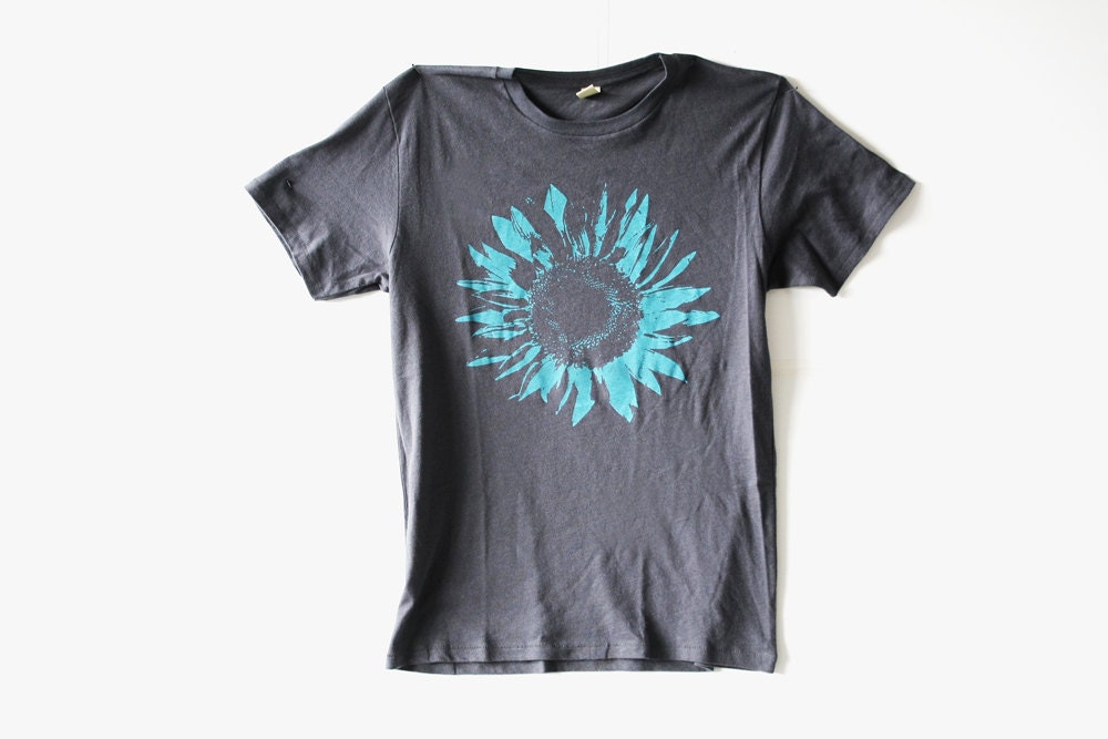 Men Tshirt - Handmade - Clothing - Sunflower Shirt -  Alternative Apparel - Organic Cotton - Small, Medium, Large, Extra Large, 2X