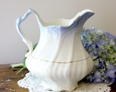 Vintage American China Co Semi-Porcelain Decorative Pitcher with Blue and Gold Detail